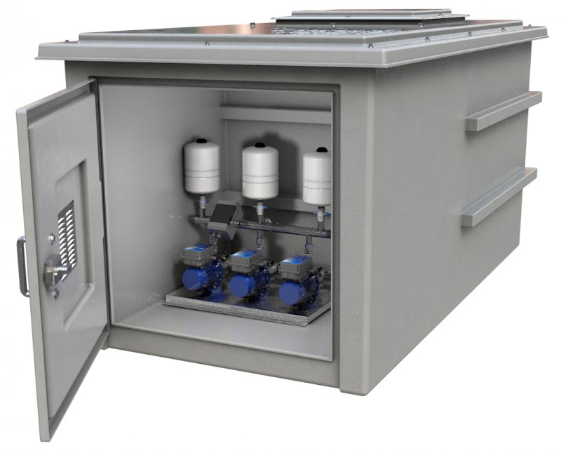 Purewater 4000 Litre GRP Pump Enclosure with built in tank and Triple pump 160L/Min Max  8000-4000